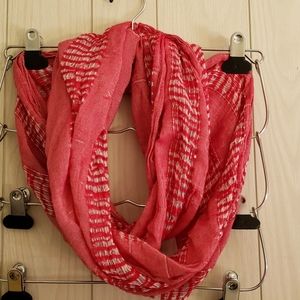 Red & cream infinity scarf